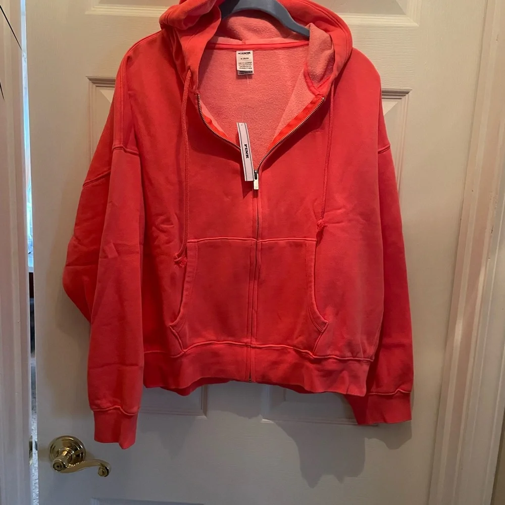 PINK Victoria's Secret Coral Zip-Up Hoodie - Picture 6 of 16
